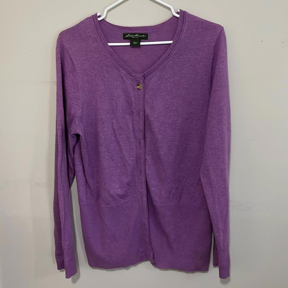 Eddie Bauer large purple button up cardigan